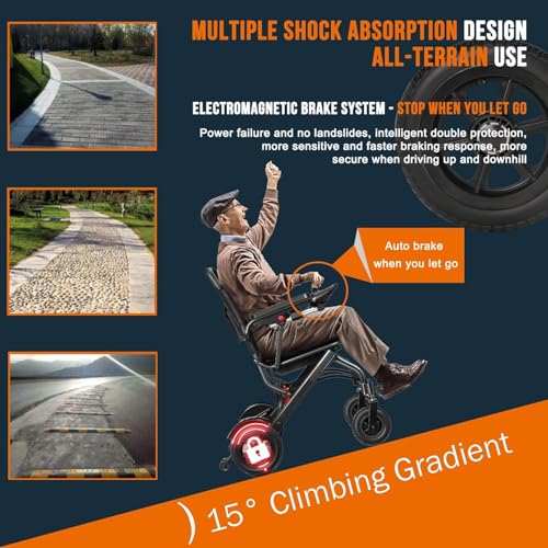 Ultra Lightweight Foldable Electric Wheelchair for Adults, 13 kg Portable Power Chair, 360° Joystick Control