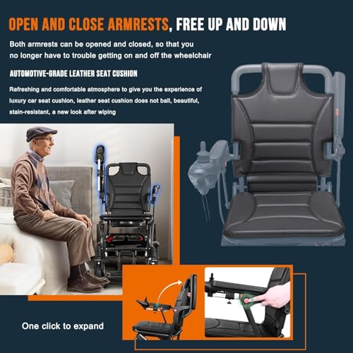 Ultra Lightweight Foldable Electric Wheelchair for Adults, 13 kg Portable Power Chair, 360° Joystick Control