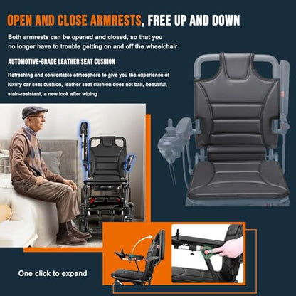 Ultra Lightweight Foldable Electric Wheelchair for Adults, 13 kg Portable Power Chair, 360° Joystick Control