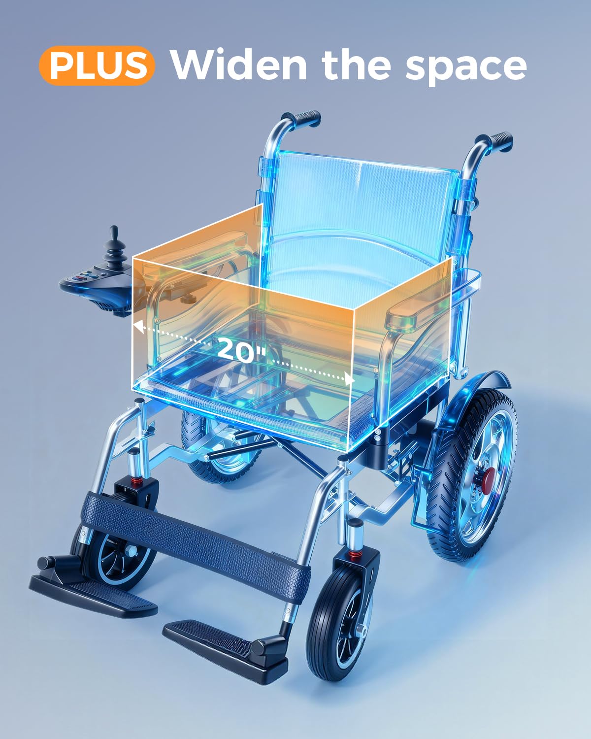 Foldable Electric Wheelchair for Adults, Portable Motorized Power Chair, Up to 25 Mile Range