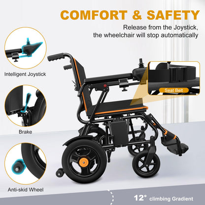 Foldable Electric Wheelchair for Adults, Lightweight Power Chair, Dual Motor Drive, 15 Mile Range, 360° Joystick Control