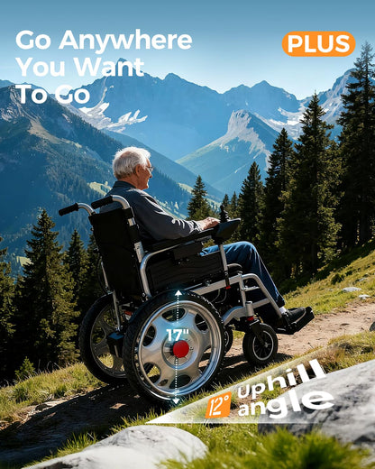 Foldable Electric Wheelchair for Adults, Portable Motorized Power Chair, Up to 25 Mile Range