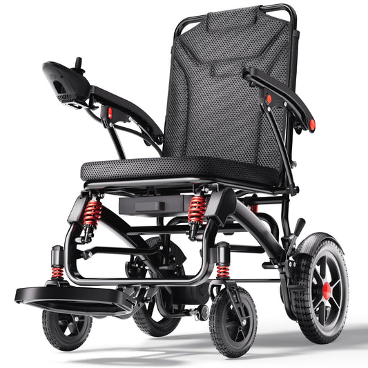 Ultra Lightweight Foldable Electric Wheelchair for Adults, 39 lb Portable Power Chair, 360° Joystick Control